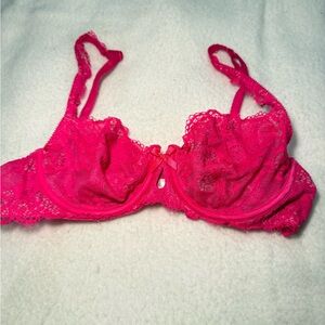 Pristine Victoria’s Secret VS Vintage Hot Pink Floral Lace Sexy Bra Size: 34C